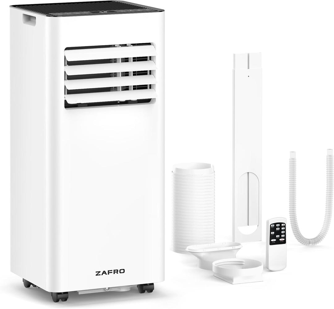 ZAFRO 8,000 BTU Portable Air Conditioners, 4 Modes Portable AC Unit with Fast Cooling/Energy Saving/Remote Control/24Hrs Timer for Bedroom/Dorms/Indoor Rooms, White