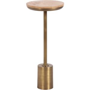 Kate and Laurel Xyler Modern Round Wood and Metal Drink Table, 10 x 10 x 24, Burlwood and Antique Brass, Transitional Pedestal Table for Use as Indoor Plant Stand or Living Room Decor Accent