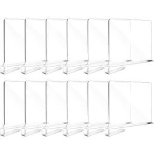 Fixwal 12pcs Shelf Dividers for Closet Organization Acrylic Shelf Divider for Wooden Shelving, Wood Shelf Organizer for Closet, Bedroom, Kitchen and Office