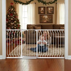 Extra Tall 40.55" Gate, 57.48"-73.62" Extra Tall and Wide Dog Gate,Extra Wide Baby Gates Pressure Mounted Walk Through for Doorways,Stairs, Kitchen White