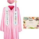 GraduationMall Kindergarten Graduation Cap Gown Stole Package with 2021 Tassel, Certificate Pink Small 27(3'6"-3'8")
