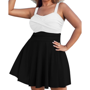 Sovoyontee Women Plus Size Tankini Swimsuit Two Piece Flowy Swimdress Bathing Suits with Shorts, Size XXL
