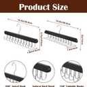 4 Pack Tie Rack and Belt Hanger 2 in 1, Wooden Tie Organizer for Closet with 20 Foldable Hooks, Space Saving Necktie Holder and Belt Organizer, Black