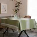 ArtBud Burlap Cotton Linen Table Clothes Farmhouse Tablecloth Striped Picnic Table Cover Heavy Fabric Table Top Coffee Kitchen Dcor Green Rectangle 55"102"(8-10 Seats)