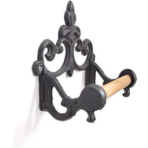 Antique Cast Iron Rustic Toilet Roll Holder Wall-Mounted Paper Holder Decor for Kitchen and Bathroom Without Lid