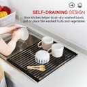 MERRYBOX 20.5" x 13" Roll Up Dish Drying Rack Silicone Wrapped Over The Sink Dish Drying Rack Multipurpose Foldable Sink Drying Mat, Heat-Resistant & Anti-Rust Dish Rack for Kitchen Sink, Large, Black