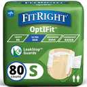 FitRight Ultra Adult Diapers, Disposable Incontinence Briefs with Tabs, Heavy Absorbency, Small, 20"-33", 1Pack 80 count