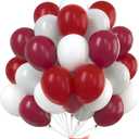 PartyWoo Burgundy White and Gray Balloons 66pcs 12 Inch Burgundy Maroon White Grey Balloons for Graduation Baby Shower Birthday New Year's Eve Anniversary Bachelorette Retirement Party Decorations