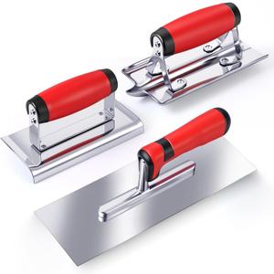 3 Pcs Stainless Steel Concrete Tools Set Include Hand Finishing Trowel (11" x 4"), Concrete Edger (6" x 3") and Groover (6.6" x 3") Stucco Cement Kit Masonry Construction Hand Kit