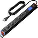 19in 1U Metered PDU Rack Mount Power Strip with Display 7 Outlets