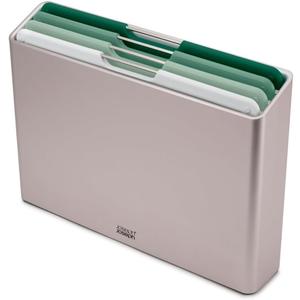 Joseph Joseph Folio 4-Piece Colour coded Cutting Board Set, Slimline case for organized Kitchen storage, Sage Green (14.1"L x 10.3"W)