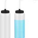 Domensi 2 Pack 1 Liter Sports Water Bottle with Long Straw Hockey Lacrosse 34 Oz Water Bottle Easy Squeeze Plastic Use with Sport Helmet in Football Baseball(Translucent,No Printed)