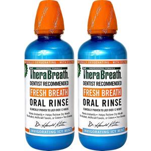 TheraBreath Dentist Recommended Fresh Breath Oral Rinse - Icy Mint Flavor, 16 Fl Oz (Pack of 2)