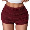 SOLY HUX Women's Micro Ruffle Shorts Lace Bloomers Y2k Low Rise Layered Mini Shorts S