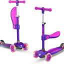 Gotrax KS3 Kids Kick Scooter, LED Lighted Wheels, Adjustable Height Handlebars and Removable Seat, Lean-to-Steer & Widen Anti-Slip Deck, 3 Wheel Scooter for Kids Ages 2-8 and up to 110 Lbs
