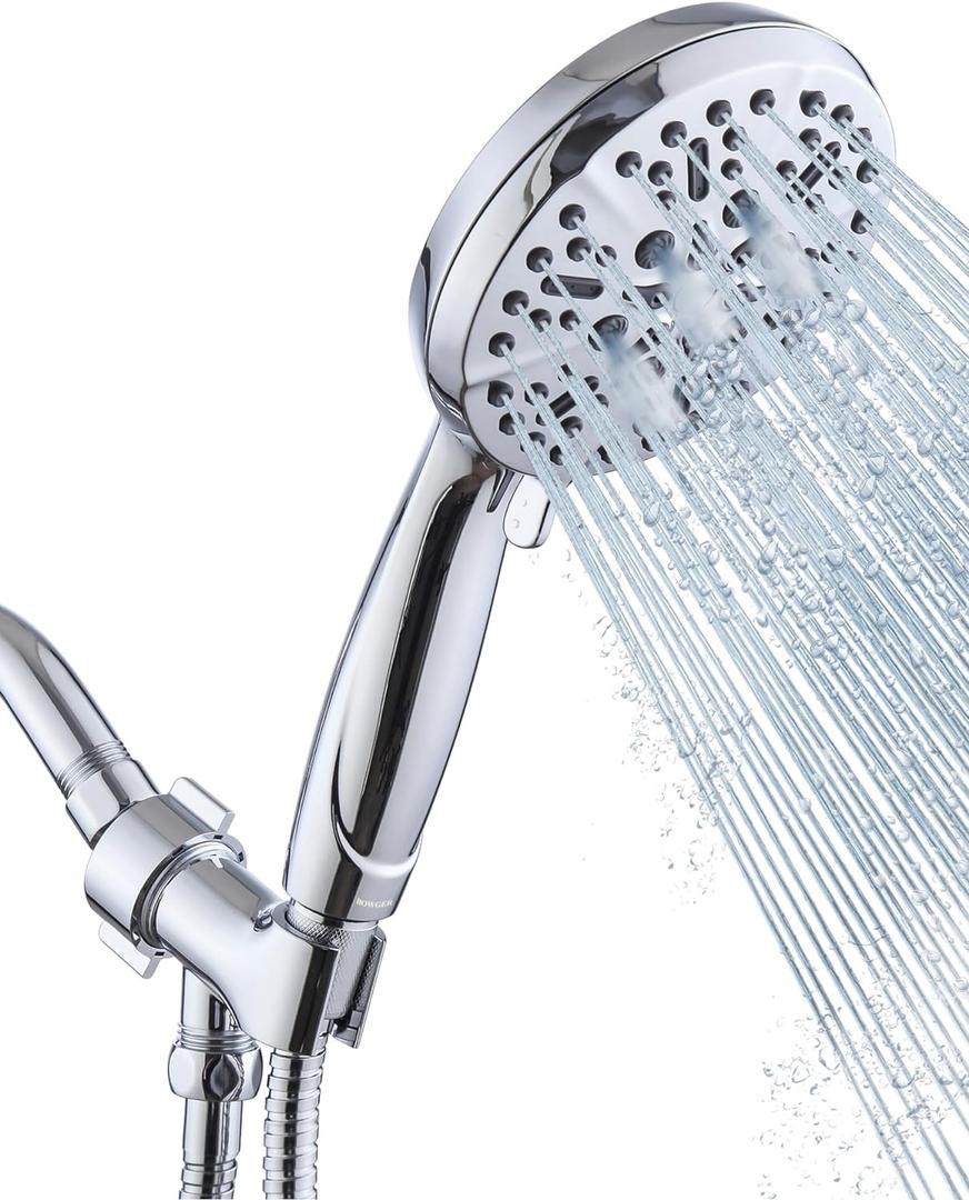 Shower Head with Handheld High Pressure-Full Body Coverage Powerful Rain Showerhead Extra 60" Long Hose and Adjustable Brass Joint Holder- The Perfect Detachable Heads for Bathroom Upgrade (Polished Chrome)