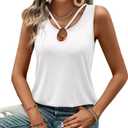 KILISU 2 Pack Womens Tank Tops Summer Tank Tops for 2026 Cut Out Ring Keyhole Neck Sleeveless Fashion Cute Tee Shirts Clothes, L