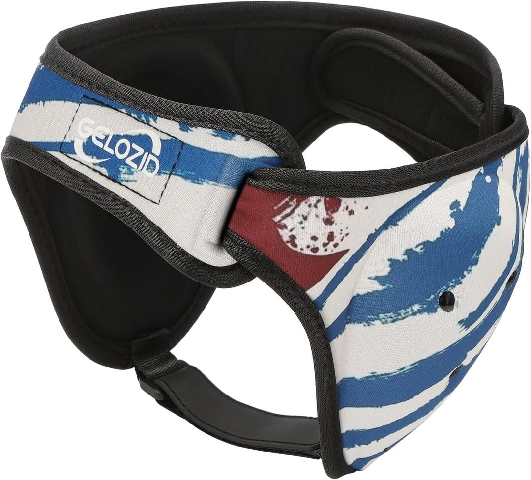 Adjustable Wrestling Headgear for BJJ, MMA Grappling and Training, Ear Guard and Cauliflower Protection Helmet (Large, Blue and Red)