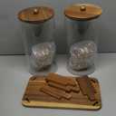 2 PCS 1.5 Gallon Drink dispenser, Glass Beverage Dispenser With Wood Stand, Large Water Drink Dispensers for Parties With Stainless Steel Spigot, Ideal for Lemonade,Juice, Tea, and Party Drinks