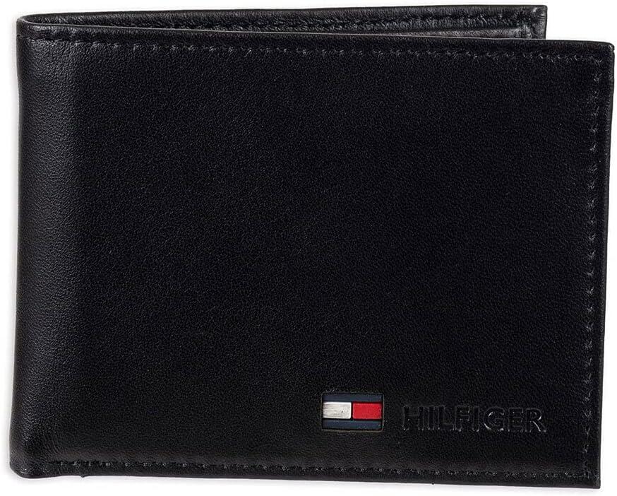 Tommy Hilfiger Men's Slim Leather Bifold Passcase Wallet with Removable ID Window
