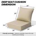 CRESTLIVE Sunbrella 5.5" Thick Deep Seat Patio Chair Cushions 24x24 Set of 2, Waterproof Outdoor Replacement Cushions for Wicker Sofa and Couch, Fade Resistant,Antique Beige