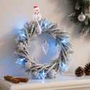 XunYee 12 Pcs Christmas Winter Snowman Garland Hangers for Mantle,Snowman Shaped Fireplace Garland Hanger, Xmas Ties Stocking Holder, Reusable Silicone Adhesive Straps for Stairways Banister Staircase