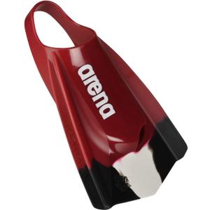 Arena Unisex Adult Powerfin Pro Swim Training Fins Men and Women Silicone Short Blade Flippers Left-Right Custom Design, Sizes 4.5-13.5 (Cardinal Red)