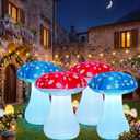 4 Pcs 31.5 Inch Easter Inflatables Outdoor Decoration Inflatable Mushrooms LED Blow up Mushroom for Spring Yard Garden Lawn Patio Holiday Party Decor (Red and Blue)