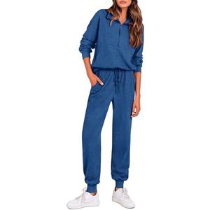 PRETTYGARDEN Women's Fall 2 Piece Lounge Sets Zip Up Sweatshirt Jogger Pants Sweat Track Suits Travel Outfit Winter Clothing, L