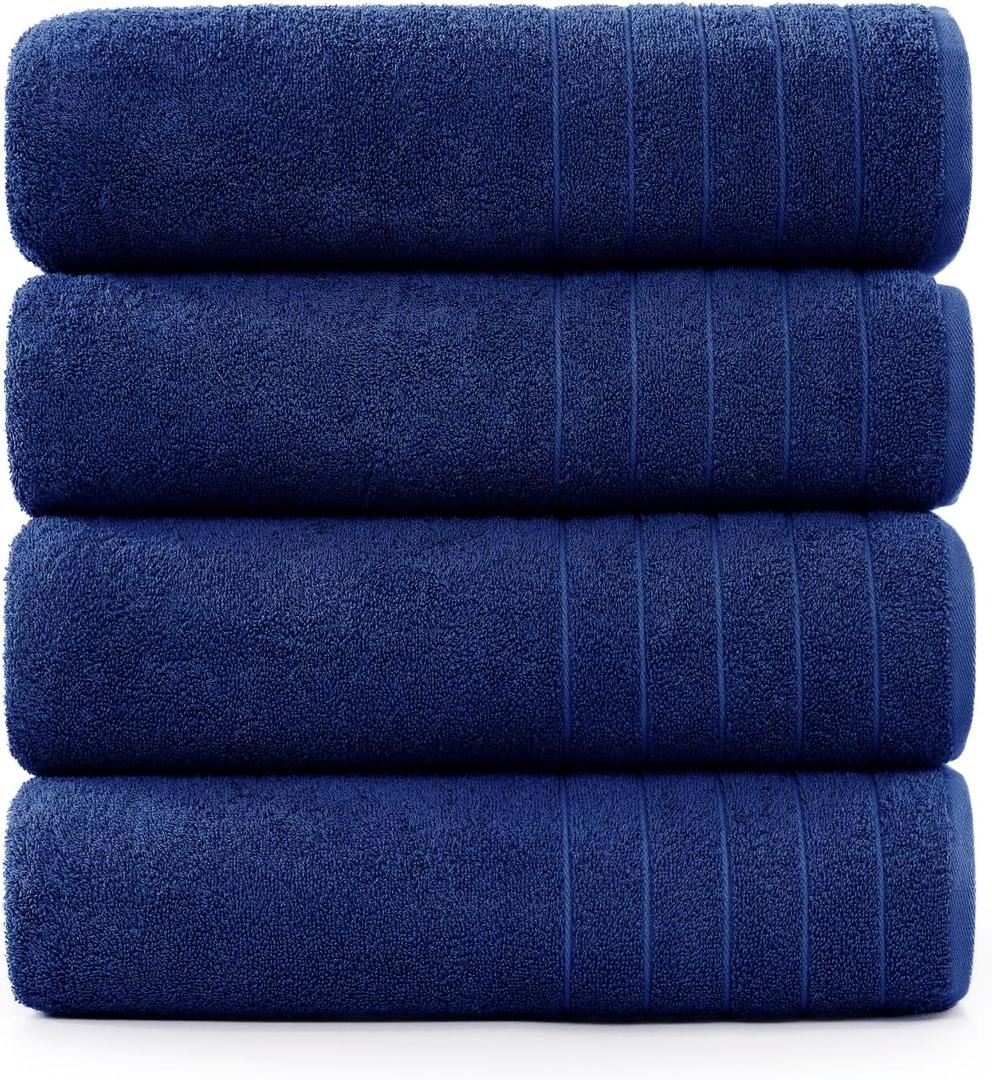 Casa Platino Oversized Bath Sheet Towels, 4 Pack Bath Sheet(36"x 72"), 100% Ring Spun Cotton Bath Sheets, Highly Absorbent Bath Sheet Towels, Quick Dry Bath Towels, Luxury Bath Sheet - Navy