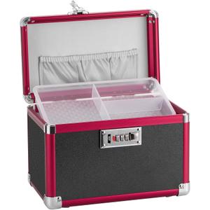 LOCKCURX Medication Lock Box, 10x6x6.7 Inch Aluminum Alloy Medication Safe, First Aid Box with Detachable Tray & Travel Pouch, Childproof & Privacy Medicine Box for Home, Travel, Dorm (Black)