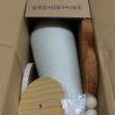 Mushroom Cat Scratching Post Cat Tree, 21.5 H Cute Cat Scratcher Tower with Durable Solid Wood Turntable Toy, Acorn Brown Mushroom Scratch Post Cat Sisal Scratcher with Catnip for Indoor Cats