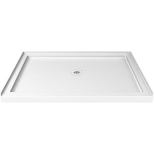 DreamLine SlimLine 42 in. D x 48 in. W x 2 3/4 in. H Center Drain Single Threshold Shower Base in White