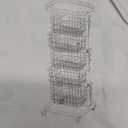 5 Tier Kitchen Fruit Vegetable Storage Cart with Rotating Basket, Rolling Rack Shelf Organizer Floor Stand on Wheel for Snack Spice Produce Veggie Onion Potato Bin, Vianderos Para Cocina, White