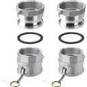 2 PCS 3" Type B Cam and Groove Hose Fittings+ 2 PCS Type F Aluminum Global Cam and Groove Hose fitting with 2 pcs Gasket Fitting (3")