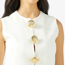 Women's 2025 Summer Casual Sleeveless Suit Vest Round Neck Button Down Work Business Waistcoat Blazer Vest Top, XL