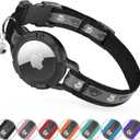Reflective AirTag Cat Collar, Integrated Cat Tracker Collar with Air Tag Holder and Bell, Safety Elastic Band Cat GPS Collars for Girl Boy Cats, Kittens and Puppies (Black, S)