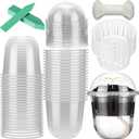50 Pcs 3.7 Inches Clear Hydroponic Pots Kit Includes Self Watering Nursery Cups with Humidity Domes, Grow Baskets & Absorbing Wicks Reusable Seed Pots for Indoor Plants Herbs Seedling