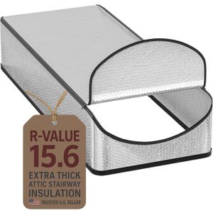 Attic Door Insulation Cover for Pull Down Ladder or Stair 25" x 54" x 11"- R-Value 15.6 Extra Thick Fire Proof Attic Tent Stairway Insulator with Easy Installation, Door Seal Hatch by Miloo
