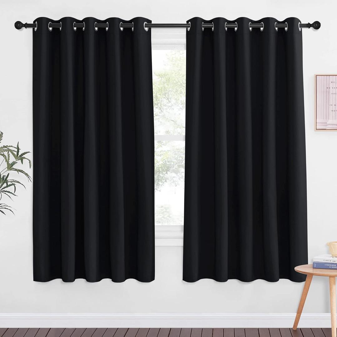 NICETOWN Black Curtain Drape for Bedroom - Light Reducing Thermal Insulated Solid Grommet Blackout Window Curtain for Home Office/Farmhouse (1 Piece, W66 x L66, Black) NICETOWN Black Curtain Drape for Bedroom - Light Reducing Thermal Insulated Solid Grommet Blackout Window Curtain for Home Office/Farmhouse (1 Piece, W66 x L66, Black)