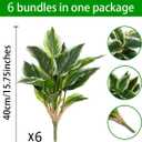 6PCS Artificial Tropical Green Plants 15.75" Fake Hostas Outdoor Artificial Plants, UV Resistant, Faux Green Leaf Stems for Porch, Patio, Balcony, Garden Planter or Indoor Decor