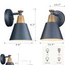 2 x FEMILA Modern Wall Sconces Set of 2, 1-Light Wall Lighting Bathroom Sconces Single Vanity Light, Hammered Metal Shade, Dark Blue,4FG59B-2 Blue