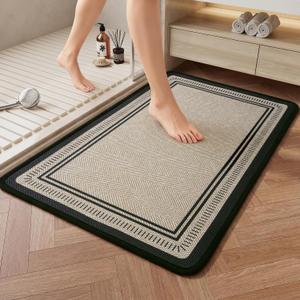 Non Slip Bath Mat with Rubber Backing, Absorbent Quick Dry Bath Rugs Washable, Thin Bathroom Rugs Fit Under Door for Bathroom Floor, Shower and Sink, 16"24", Brown