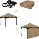 Gazebo Universal Replacement Privacy Curtain – Hugline 10' x 12' Gazebo Side Wall Outdoor Privacy Panel with Zipper (Khaki)