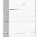 Mifuro Tall Dresser for Bedroom, Vertical Storage Organizer Tower with 6 Drawers, Chest of Drawers with Fabric Bins, Steel Frame, Wood Top for Bedroom, Closet, Entryway- White