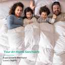 Three Geese Oversized King Size Pinch Pleat Duck Feather Down Fiber Comforter - All-Season Down Duvet Insert Fluffy Baffle Box Design with 8 Corner Loops for Warmth and Softness.