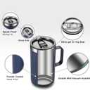 KXIAOCHEN 20oz Insulated Coffee Mug with Lid, Stainless Steel Coffee Cup, Double Wall Vacuum Coffee Tumbler with Handle, Premium Thermal Travel Coffee Mug (Navy Blue)