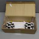 2 Pack Ceramic Pumpkin with Tea Lights,Halloween Light up Pumpkins,Jack-O-Lantern Candle Holder,Black and White Pumpkins Tealight Holder for Halloween Indoor Tabletop Holiday Party Decorations