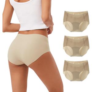 INNERSY Women's Seamless No Show Hipster Panties Invisible Light Underwear 3-Pack (Medium)