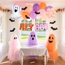 JeVenis Groovy Halloween Hey Boo Baby Shower Party Ghost Mylar Balloons for Groovy Boho Rainbow Retro Hippie Little Boo Daisy Party Decoration (Orange3)